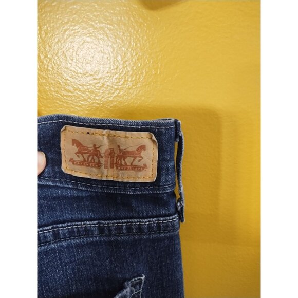 Ladies Levi's 505 Straight Leg Dark Wash Stretch Jeans Size 8 - Picture 5 of 7